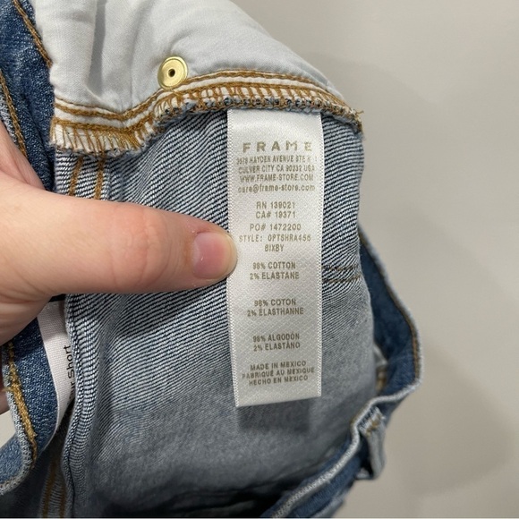 Frame Le Tour Raw Hem Denim Shorts in Bixby Size 25 - Picture 9 of 11